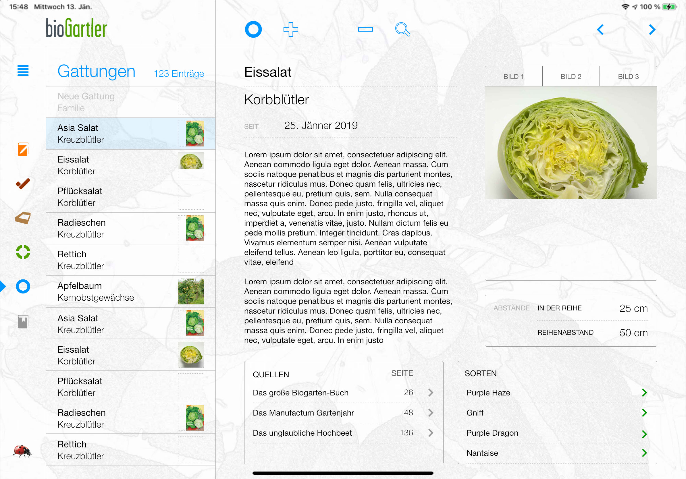 07 bioGartler App Tablet Gattungen
